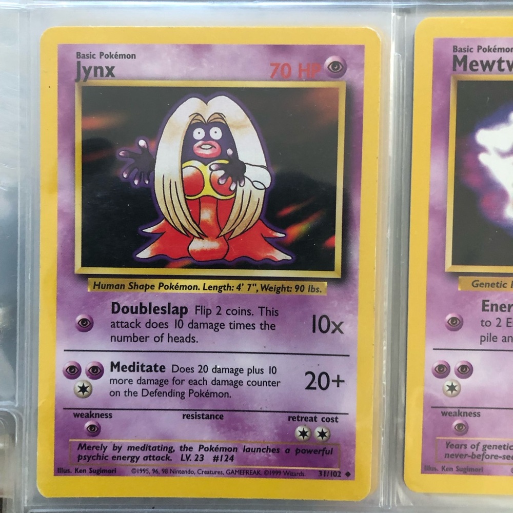 1990’s rare vintage Jynx Pokémon card 31/102